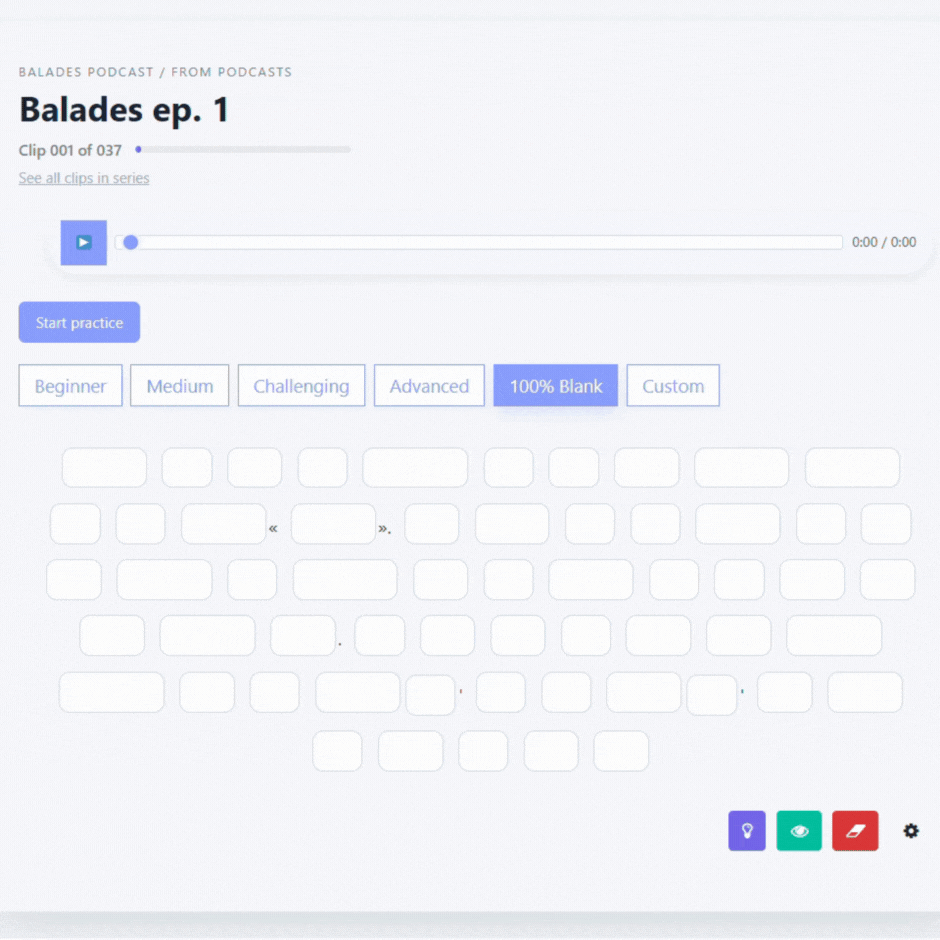 Demonstration of different quiz levels being selected