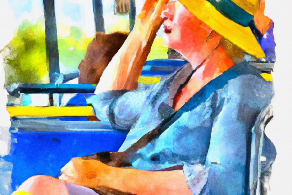 listening to ladies on the bus, created with dall-e-2. improve your French with short clips from podcasts, start at any level!